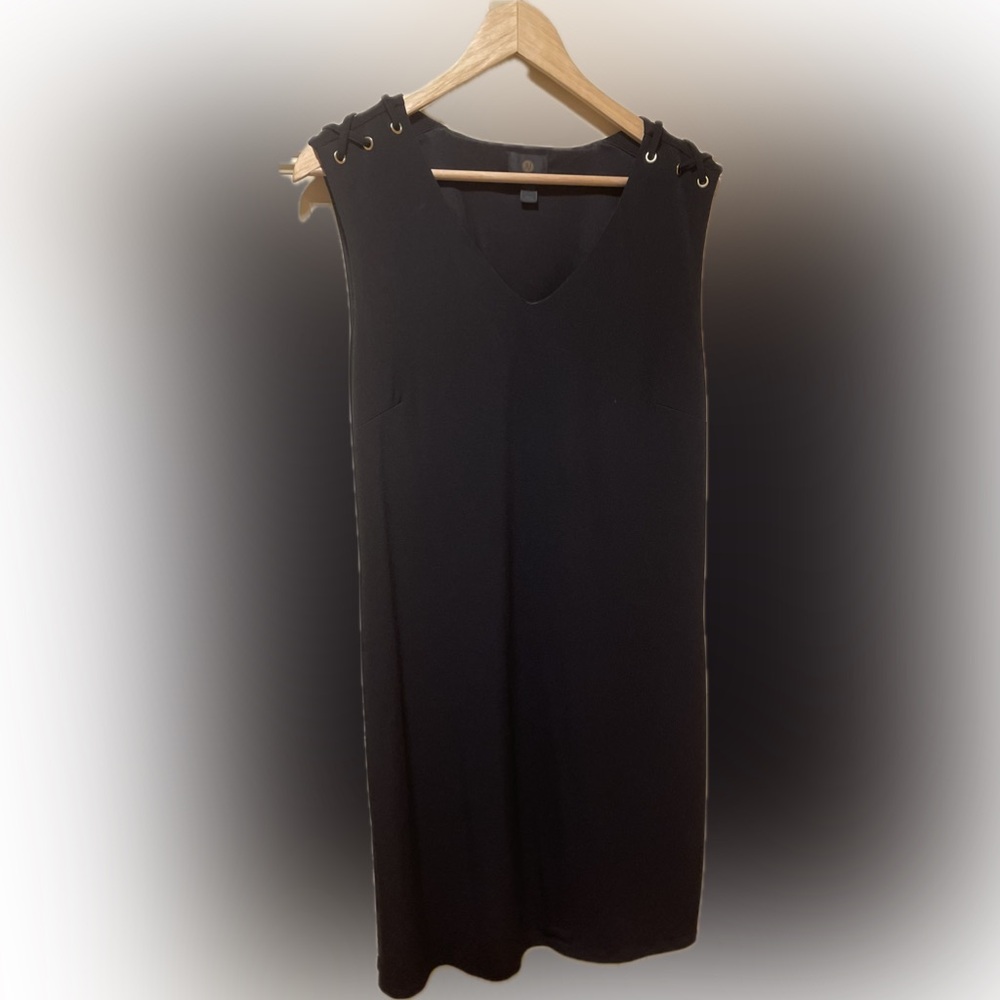 JM Collection Classic Black V-Neck Dress